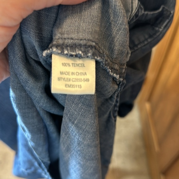 Cloth & Stone Blue Short Sleeves Tencel Shirt - L - Picture 6 of 6